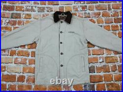 Chevignon Vintage Denim Cowboy Coat Jacket Western Style Beige Size L Tip Top