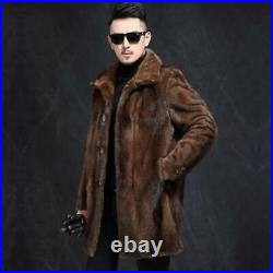 Chic Mens Faux Mink Fur Warm Winter Business Coat Jackets Casual Lapel Overcoats