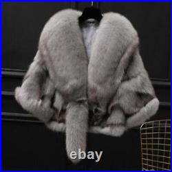 Chic Womens Real Fox Fur Jacket Coat Thicken Fox Fur Coat Fur Outerwear Winter