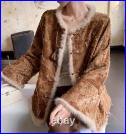 Chinese Jacket Brown Retro Padded Top Women's Crew Neck Cotton Coats Overcoats Chinese Jacket Brown Retro Padded Top Women's Crew Neck Cotton Coats Overcoats