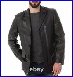 Classic Men's Genuine Lambskin Real Leather Blazer THREE BUTTON Coat Soft Jacket