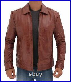 Classic Men's Soft Genuine Lambskin Leather Jacket Slim Fit Real Motorcycle Coat