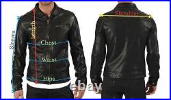 Classic Western Leather Vest Coat Jacket Black Waistcoat Zipper Men Lambskin