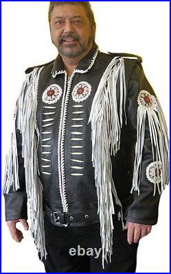 Classyak Men's Western Cowboy Biker Jacket