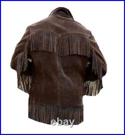 Classyak Men's Western Cowboy Fringed Coat Suede High Quality Jacket