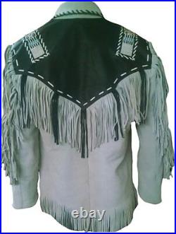 Classyak Men's Western Cowboy Jacket in Cow Leather