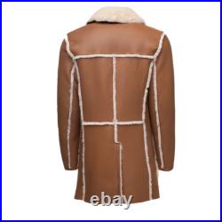 Cognac Trench Shearling Leather 100% Genuine Sheepskin Coat Jacket Cognac Trench Shearling Leather 100% Genuine Sheepskin Coat Jacket