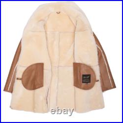 Cognac Trench Shearling Leather 100% Genuine Sheepskin Coat Jacket Cognac Trench Shearling Leather 100% Genuine Sheepskin Coat Jacket
