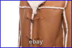 Cognac Trench Shearling Leather 100% Genuine Sheepskin Coat Jacket Cognac Trench Shearling Leather 100% Genuine Sheepskin Coat Jacket