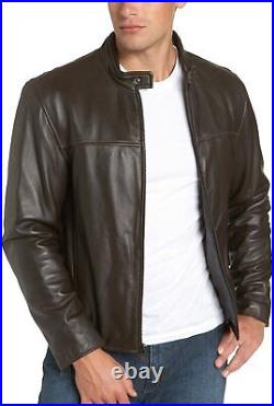 Cool Look Men's Natural Authentic NAPA Biker Leather Jacket Western Casual Coat