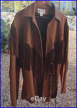 Cowboy Club BUCKSKIN LEATHER Jacket Western Fringe SEDONA AZ Sz. L