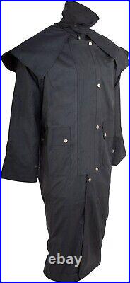 Cowboy Oilskin Duster Western Australian Drover Coat Waterproof Jacket S 6XL