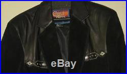 Cripple Creek Black Leather & Suede Western Coat Jacket Size L NOS