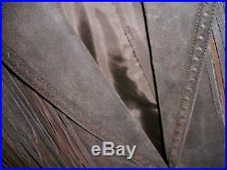 Cripple Creek Chocolate Brown Leather Fringe Embossed Western Coat Jacket Size L