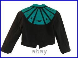 Custom Black Denim Jacket with Teal Western Suede S Smith Huighes Exclusives