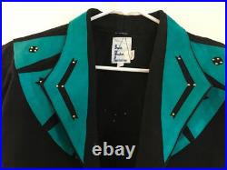 Custom Black Denim Jacket with Teal Western Suede S Smith Huighes Exclusives