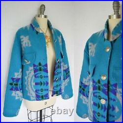 Custom Pendleton wool Aztec southwest Mexican Navajo blanket coat jacket concho