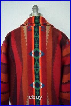 Custom Pendleton wool Aztec southwest Mexican Navajo blanket coat jacket concho