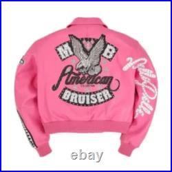 Customize American Bruiser Pink Leather Jacket