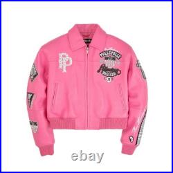 Customize American Bruiser Pink Leather Jacket