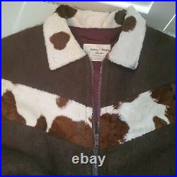 DOLORES TEXAS Bomber Jacket Mohair Wool Coat Size Large XL COW Animal Print