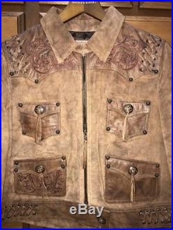 DOUBLE D RANCH Leather Jacket Brown Cowboy Western NEW Size L $500