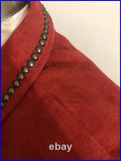 DOUBLE D RANCH Size M Red Suede Leather Studded Jacket Coat