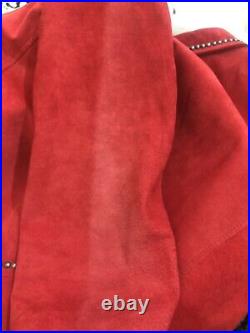 DOUBLE D RANCH Size M Red Suede Leather Studded Jacket Coat