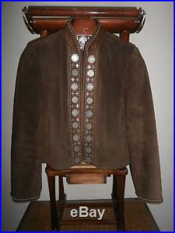 DOUBLE D RANCH Womens Leather Western Jacket Medium Embellished/Studded