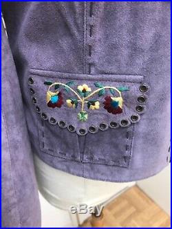 DOUBLE D Ranch Ranchwear Women Medium Western Suede Embroidered Fringe Jacket