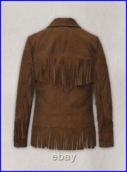 Dakota Johnson The High Note Suede Leather Fringe Style Celebrity Suede Jacket