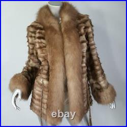 David Greensz M/lvintage Brown Genuine Real Mink Fox Fur Tuxedo Coat Jacket