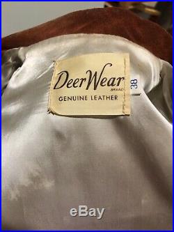 Deer Wear Suede LEATHER Lot Fringe Jacket Coat Women's Size 38 Purse Moccasins