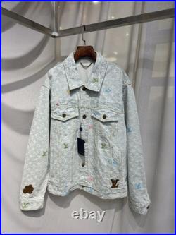 Delivered Louis Vuitton Men's Casual Printed Denim Jacket sizeL