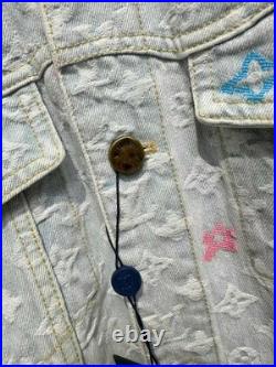 Delivered Louis Vuitton Men's Casual Printed Denim Jacket sizeL