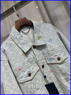 Delivered Louis Vuitton Men's Casual Printed Denim Jacket sizeL