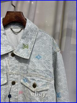 Delivered Louis Vuitton Men's Casual Printed Denim Jacket sizeL