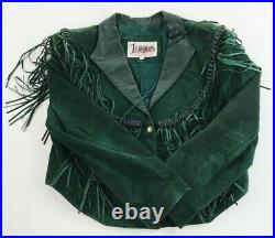 Diamond Leathers Jacket Womens Small Vintage Green Western Fringe Suede Coat S