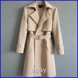 Double Breasted Lapel Collar Mid Long Trench Coat Jackets Belt Mens 6XL Outwears