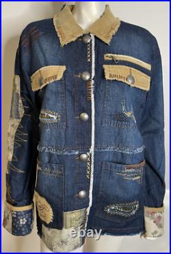 Double D Ranch Crossing the Brazos Denim Jacket 1X NWT Patchwork Embrd Bead Double D Ranch Crossing the Brazos Denim Jacket 1X NWT Patchwork Embrd Bead