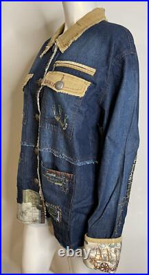 Double D Ranch Crossing the Brazos Denim Jacket 1X NWT Patchwork Embrd Bead Double D Ranch Crossing the Brazos Denim Jacket 1X NWT Patchwork Embrd Bead