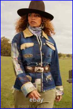 Double D Ranch Crossing the Brazos Denim Jacket 1X NWT Patchwork Embrd Bead Double D Ranch Crossing the Brazos Denim Jacket 1X NWT Patchwork Embrd Bead