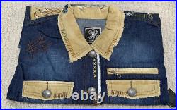 Double D Ranch Crossing the Brazos Denim Jacket 1X NWT Patchwork Embrd Bead Double D Ranch Crossing the Brazos Denim Jacket 1X NWT Patchwork Embrd Bead