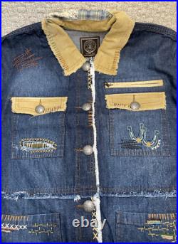 Double D Ranch Crossing the Brazos Denim Jacket 1X NWT Patchwork Embrd Bead Double D Ranch Crossing the Brazos Denim Jacket 1X NWT Patchwork Embrd Bead