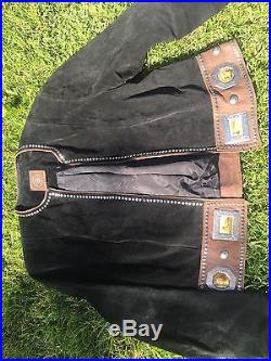 Double D Ranch Curtis Gallery Western Leather Suede XL Unique jacket Indian Thm