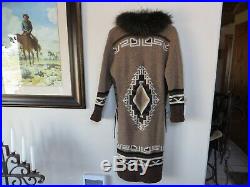 Double D Ranch Lambswool Raccoon Fur Trim Indian Design Sweater Coat Sm (full)