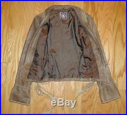 Double D Ranch Leather Tassle Jacket Size S Distressed Brown Western Embroidery
