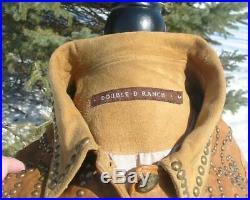 Double D Ranch Ranchwear Buckskin Western Studded Fringe Leather Jacket EUC M