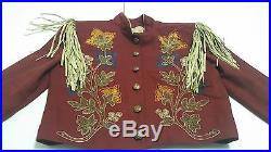 Double D Ranch Suede Fringe Wool Floral Embroidered Red Western Jacket M Womens