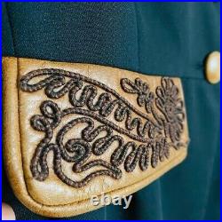 Double D Ranch Vintage Leather Trim Western Trench Coat Jacket Button Front EUC